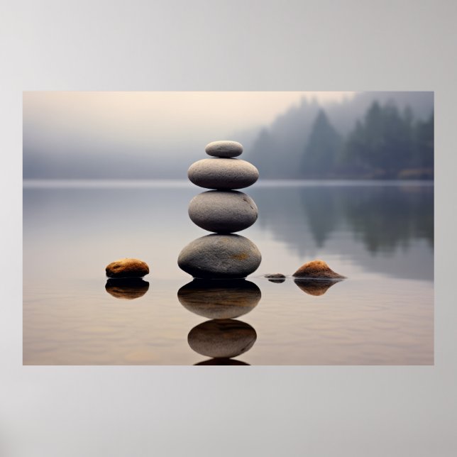 Rock Pebble Water Tranquil Peaceful  Poster (Front)