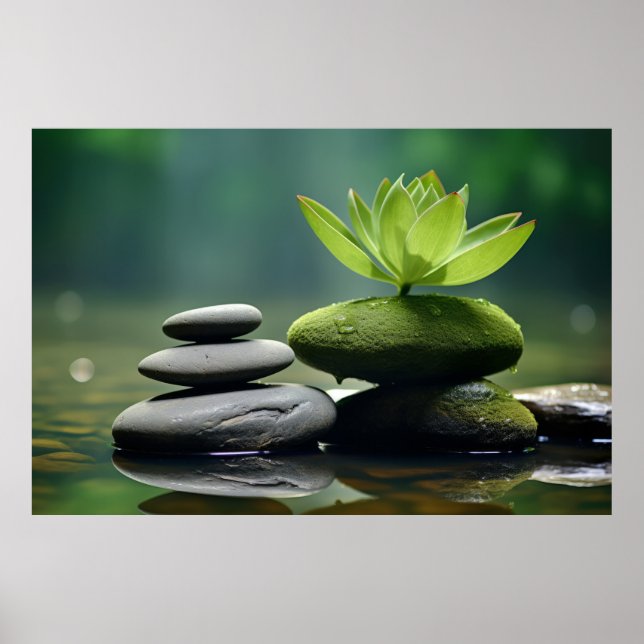Rock Pebble Water Tranquil Peaceful  Poster (Front)