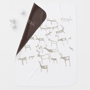 Rock Petroglyph Ancient European Deer Hunting Baby Blanket