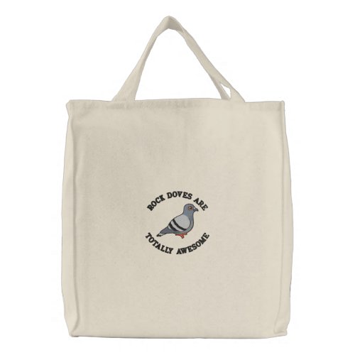 Rock Pigeon Embroidery Embroidered Tote Bag
