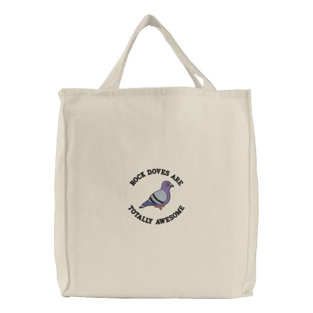 Rock Pigeon Embroidery Embroidered Tote Bag (Front)