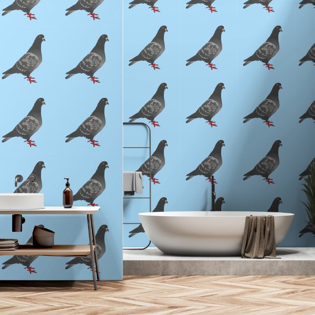 Rock Pigeon on Blue Sky Wallpaper (Bathroom)