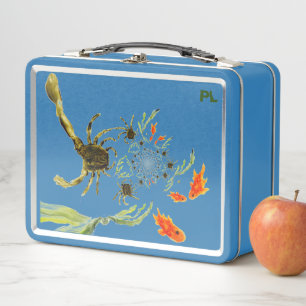 Rock Pool Funny Crabs Fish Seaside Metal Lunch Box