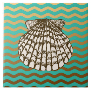 Rock Pool Nautical Clam Shell Design Ceramic Tile