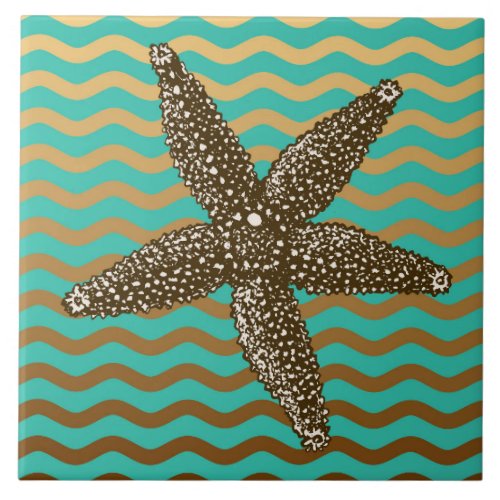 Rock Pool Nautical Starfish Design Ceramic Tile