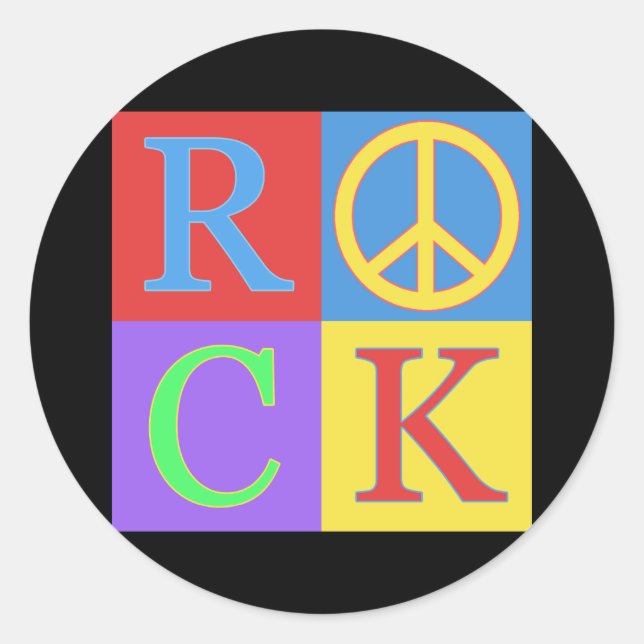 Rock Pop Art Design Classic Round Sticker (Front)