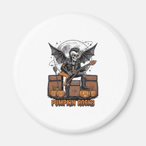 Rock Pumpkin Skull Vintage Engraving Halloween Shi Magnet