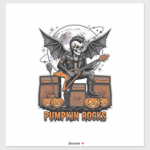 Rock Pumpkin Skull Vintage Engraving Halloween Shi Sticker