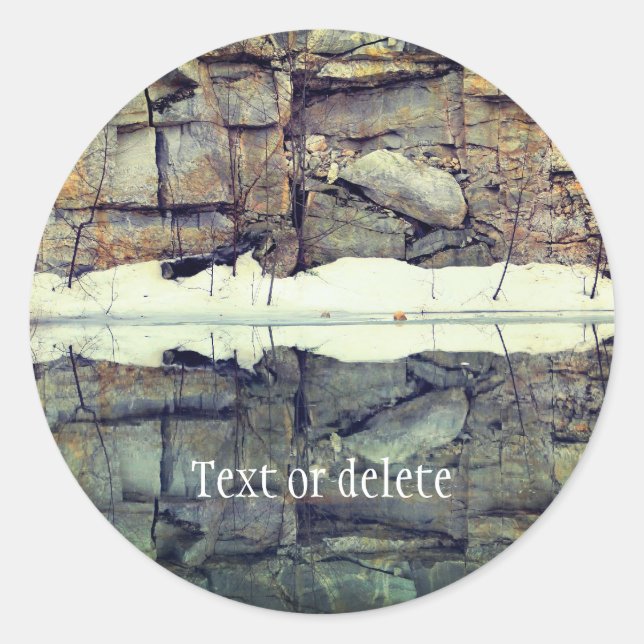 Rock Quarry Wall Reflections 2 Personalized Classic Round Sticker (Front)