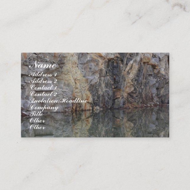 Rock Quarry Wall Reflections Nature Business Card (Front)