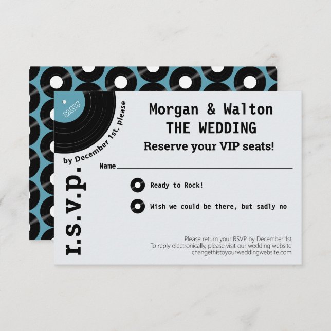 Rock Record Album Concert Style Simple RSVP (Front/Back)