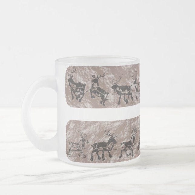 Rock Reindeer Frosted Glass Coffee Mug (Left)