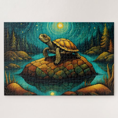 Rock River Nature Turtle Name Jigsaw Puzzle