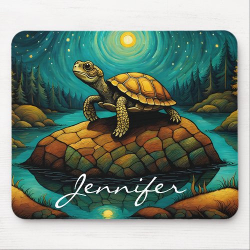 Rock River Nature Turtle Name Mouse Pad