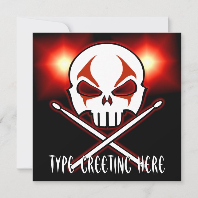 Rock & RoIl Invitations Personalized Drummer Cards (Front)