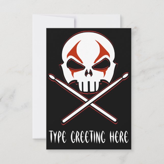 Rock & RoIl Invitations Personalized Drummer Cards (Front)
