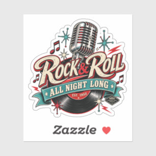 Rock & Roll All Night Long Retro 1955 Sticker