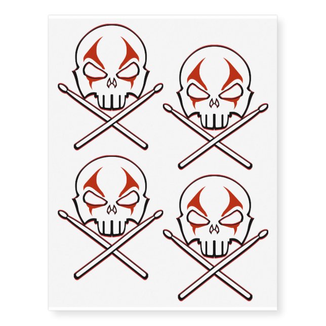 Rock & Roll Art Temporary Tattoo Skin Drummer Art (Front)