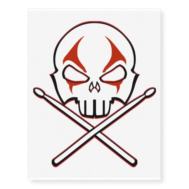Rock & Roll Art Temporary Tattoo Skin Drummer Art (Front)