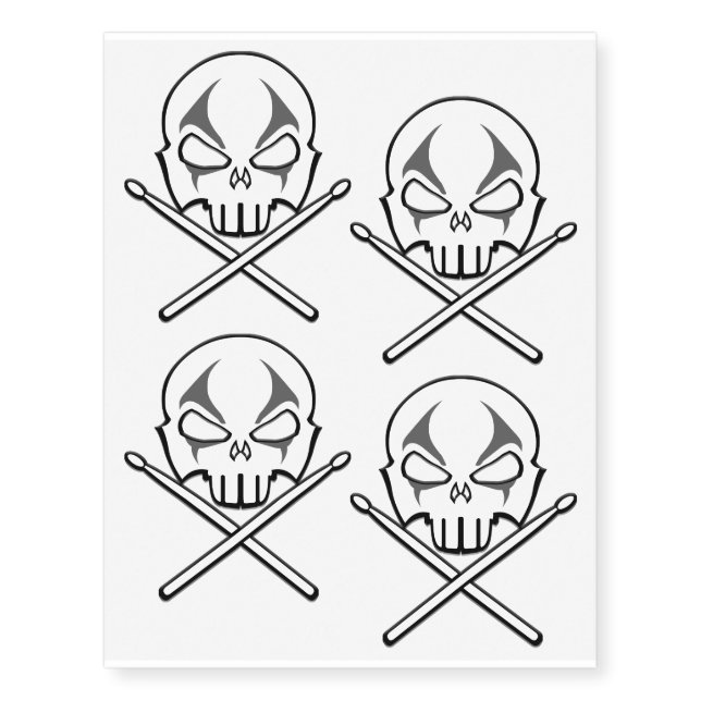 Rock & Roll Art Temporary Tattoo Skin Drummer Art (Front)