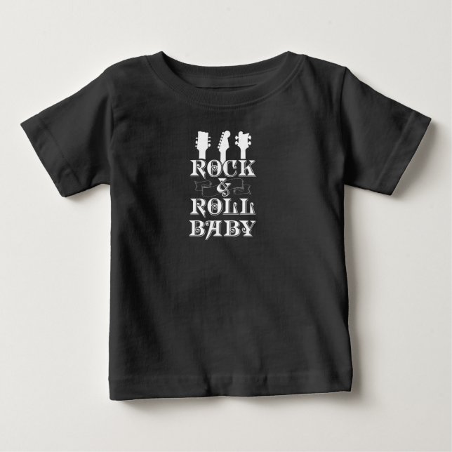 Rock & Roll Baby Guitar Kid Music Band Rocker T-Shirt (Front)