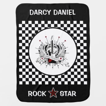 Rock & Roll Baby Name Guitar Rock Star Music Baby  Baby Blanket by DrumJunkieGraphics at Zazzle