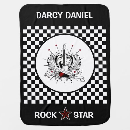 Rock & Roll Baby Name Guitar Rock Star Music Baby  Baby Blanket