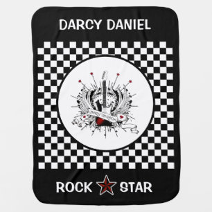 Rock & Roll Baby Name Guitar Rock Star Music Baby  Blanket