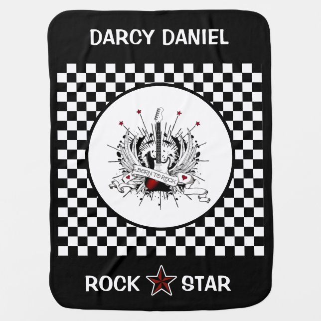Rock & Roll Baby Name Guitar Rock Star Music Baby  Blanket (Front)