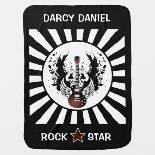 Rock & Roll Baby Name Guitar Rock Star Music Baby Blanket