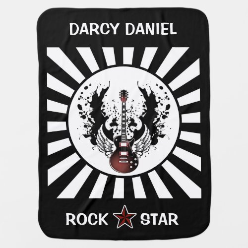 Rock  Roll Baby Name Guitar Rock Star Music Baby Blanket