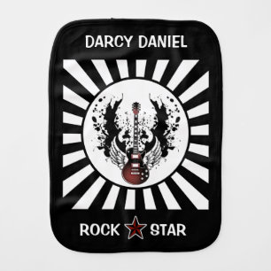 Rock & Roll Baby Name Guitar Rock Star Music Burp Cloth