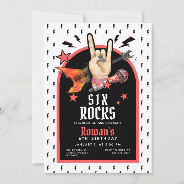 Rock & Roll Birthday Invitation Any Age (Front)