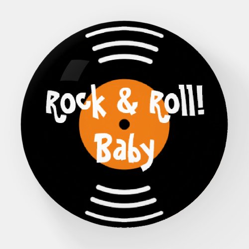 Rock  Roll black vinyl record domed paperweight