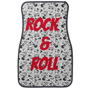 Rock & Roll car mat - red & black - customize text