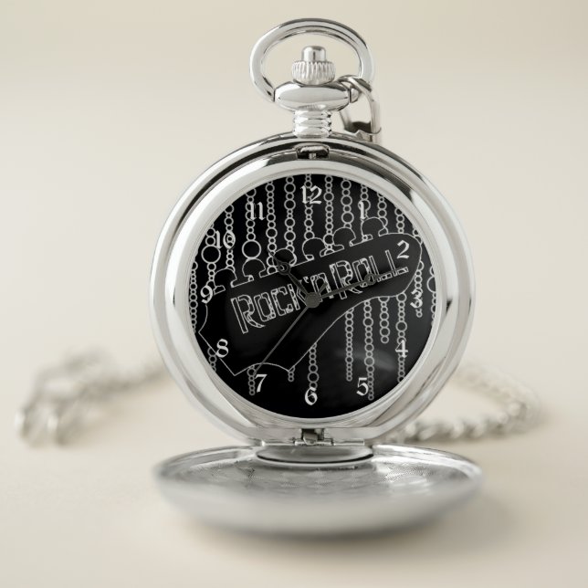 Rock & Roll Chains Black Pocket Watch (Inside)