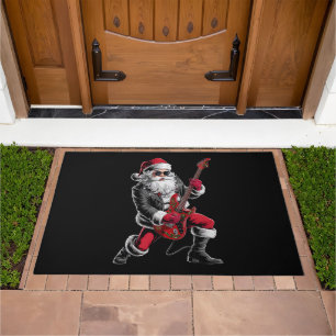 Rock & Roll Christmas Santa Claus Guitar Player Doormat