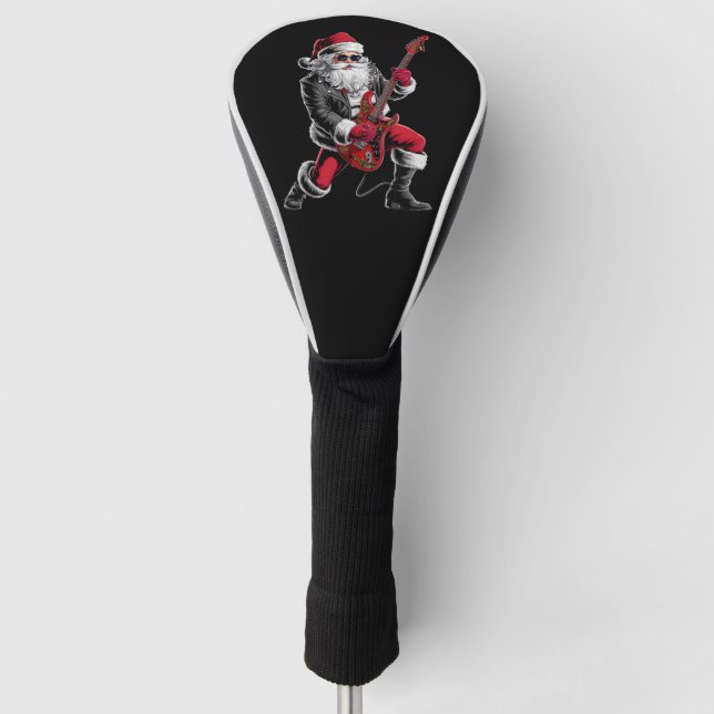 Rock & Roll Christmas Santa Claus Guitar Player Golf Head Cover (Front)