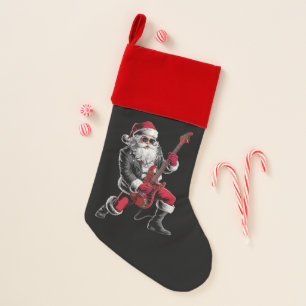 Rock & Roll Christmas Santa Claus Guitar Player Stocking
