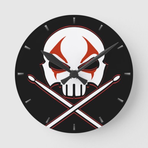 Rock  Roll Clock Heavy Metal Drummer Wall Clock