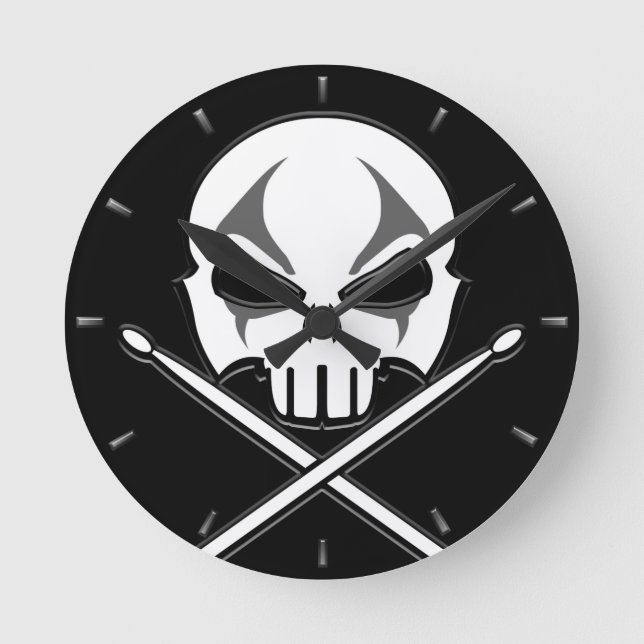 Rock & Roll Clock Heavy Metal Drummer Wall Clock (Front)