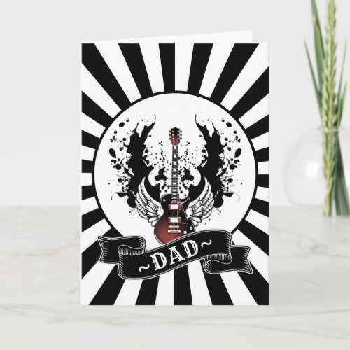 Rock  Roll Dad Guitar Birthday Fathers Day Music Card