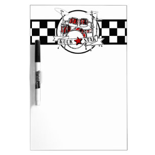Rock & Roll Drummer Rock Star Drum Kit Punk Music Dry Erase Board