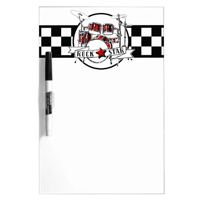 Rock Roll Drummer Rock Star Drum Kit Punk Music Dry Erase Board Zazzle