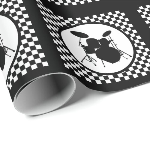Rock  Roll Drummer Rocker Drum Kit Musician Gift Wrapping Paper