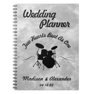 Rock & Roll Drummer Wedding Planner Musician Drum Notebook
