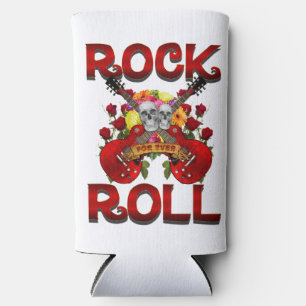 Rock Roll For Ever Skulls Seltzer Can Cooler