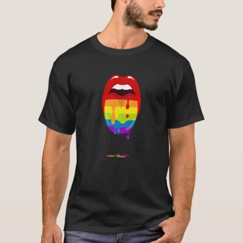 Rock  Roll Gay Pride Lgbtq  For Lipstick Lesbian T_Shirt