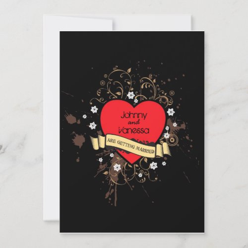 Rock &amp; Roll Grungy Heart Invitations