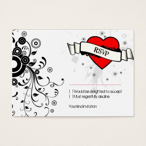 Customizable Rock and Roll Grungy Heart (Red) RSVP Card Business Cards
